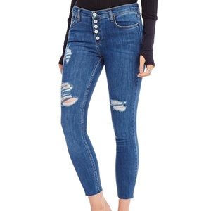 Free People Destroyed Reagan Button Front Jeans Size 28